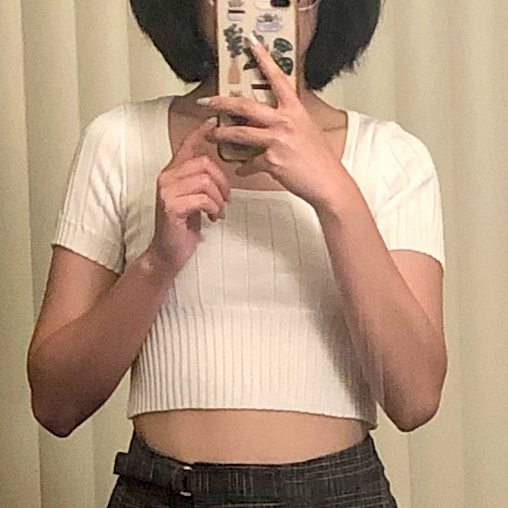 Shein white cropped shirt